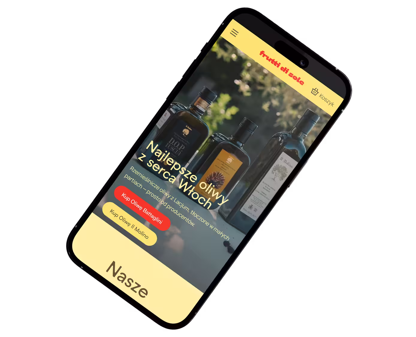 zdjęcie telefonu wyświetlającego sklep Frutti di Sole