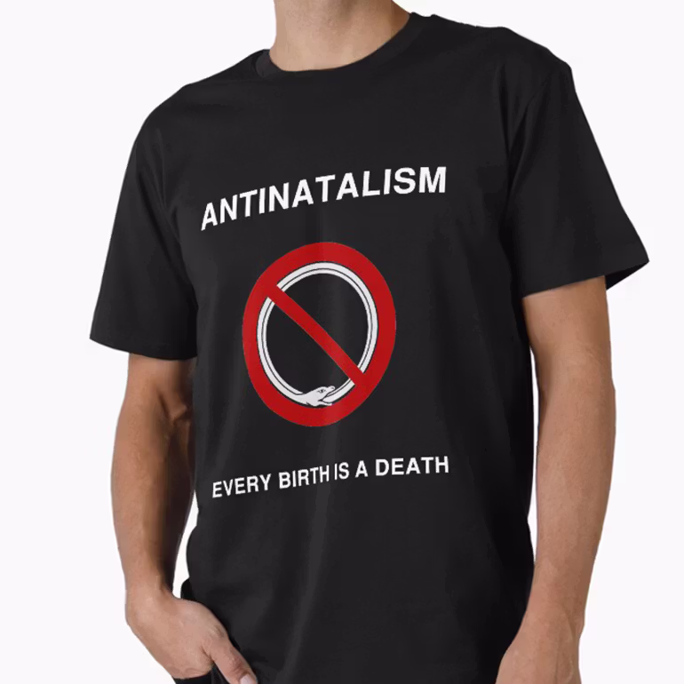 symbol antynatalizmu na koszulce